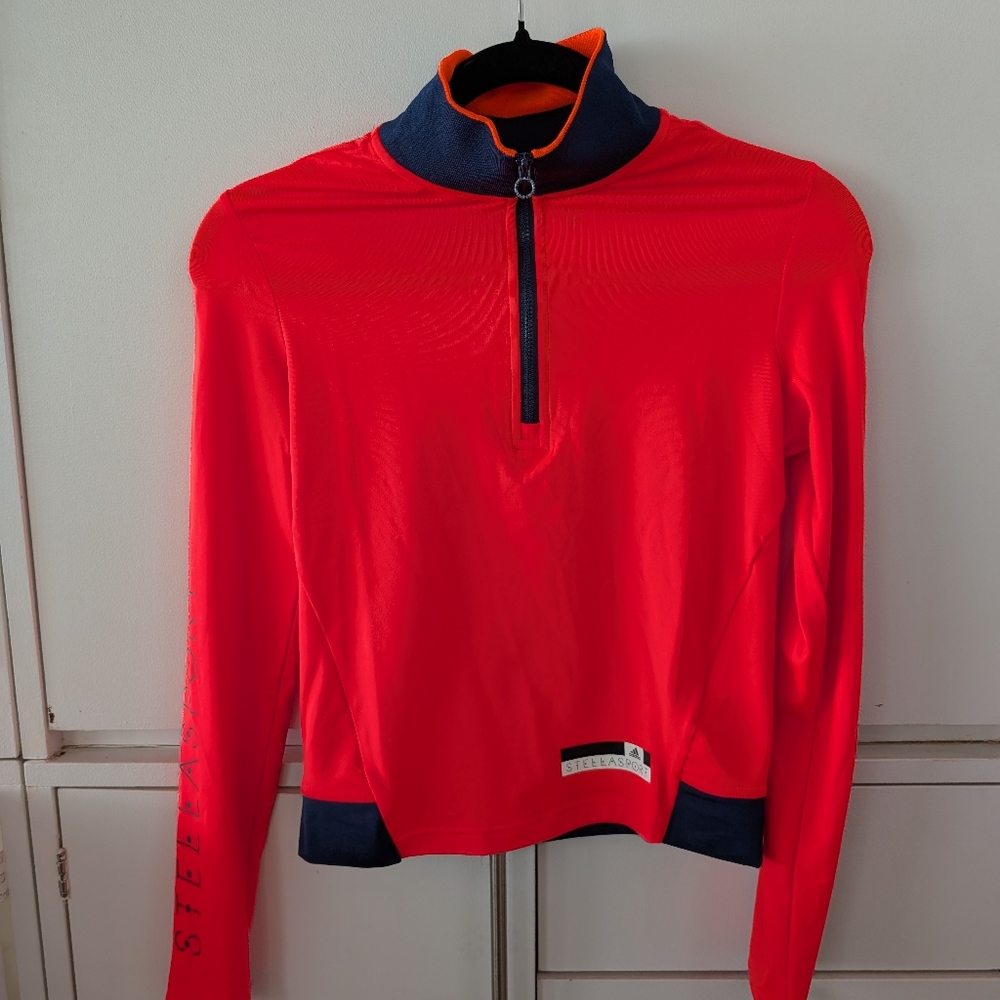 Adidas by Stella McCartney Fluorescent Orange and Navy Sweatshirt